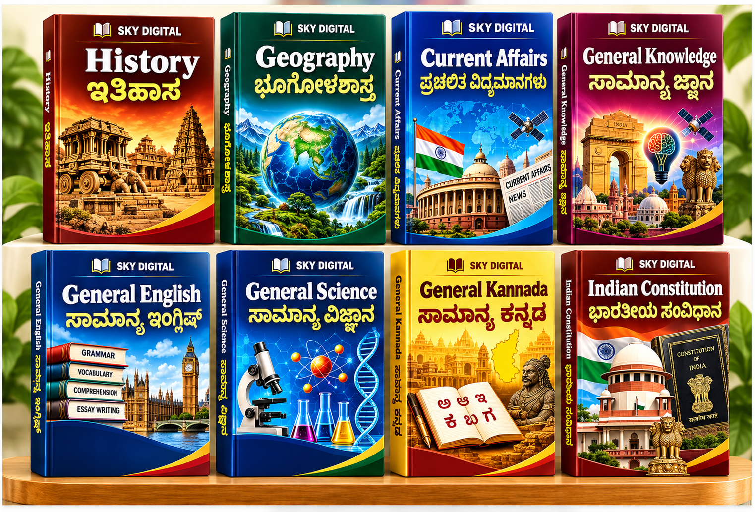 SKY DIGITAL study books: ಇತಿಹಾಸ, ಭೂಗೋಳಶಾಸ್ತ್ರ, ಪ್ರಚಲಿತ ವಿದ್ಯಮಾನಗಳು, ಸಾಮಾನ್ಯ ಜ್ಞಾನ, ಸಾಮಾನ್ಯ ಇಂಗ್ಲಿಷ್, ಸಾಮಾನ್ಯ ವಿಜ್ಞಾನ, ಸಾಮಾನ್ಯ ಕನ್ನಡ ಮತ್ತು ಭಾರತೀಯ ಸಂವಿಧಾನ